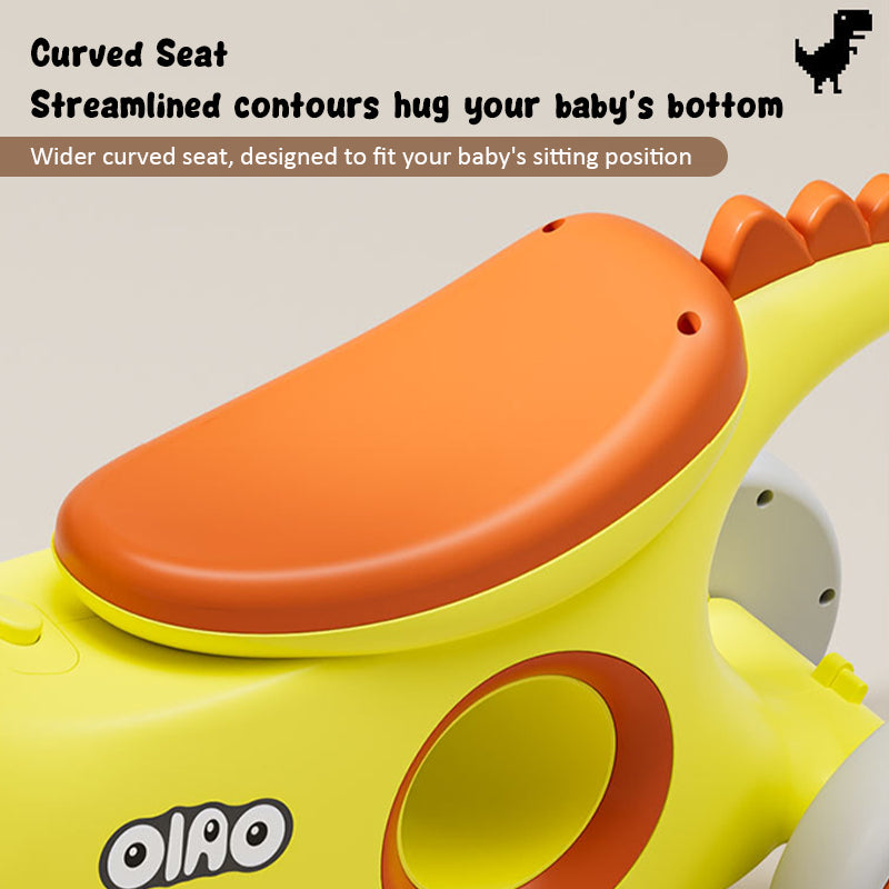 Baby Dino Balance Bike 4 Wheels Toddler First Bike Safe Steering with Light Music Birthday Gifts