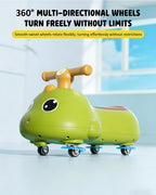 Toddler Dinosaur Wiggle Car 360° Silent wheels Anti-rollover Sliding Car with Light Music