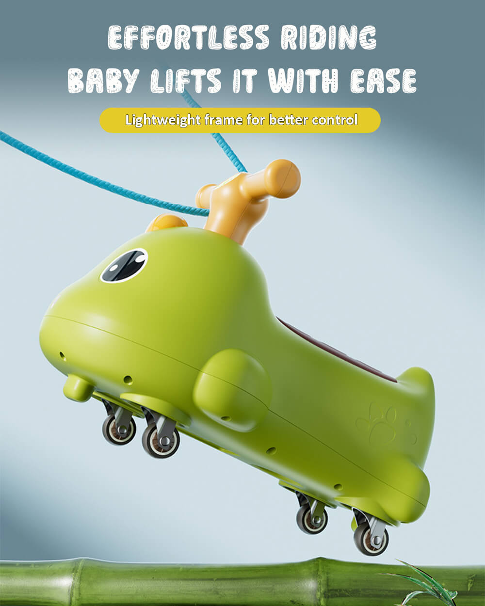 Toddler Dinosaur Wiggle Car 360° Silent wheels Anti-rollover Sliding Car with Light Music