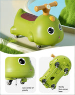 Toddler Dinosaur Wiggle Car 360° Silent wheels Anti-rollover Sliding Car with Light Music