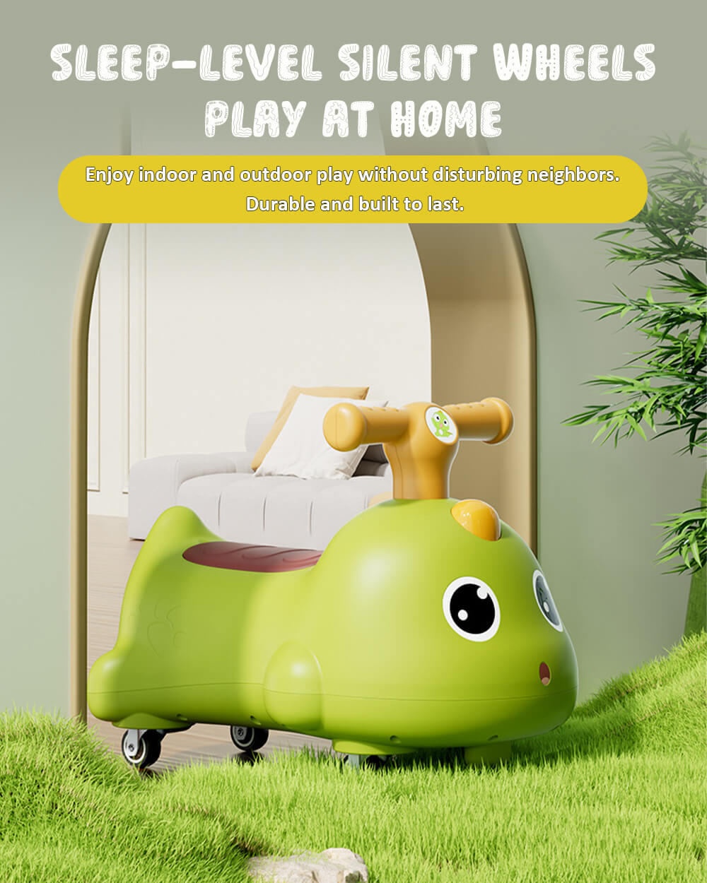 Toddler Dinosaur Wiggle Car 360° Silent wheels Anti-rollover Sliding Car with Light Music