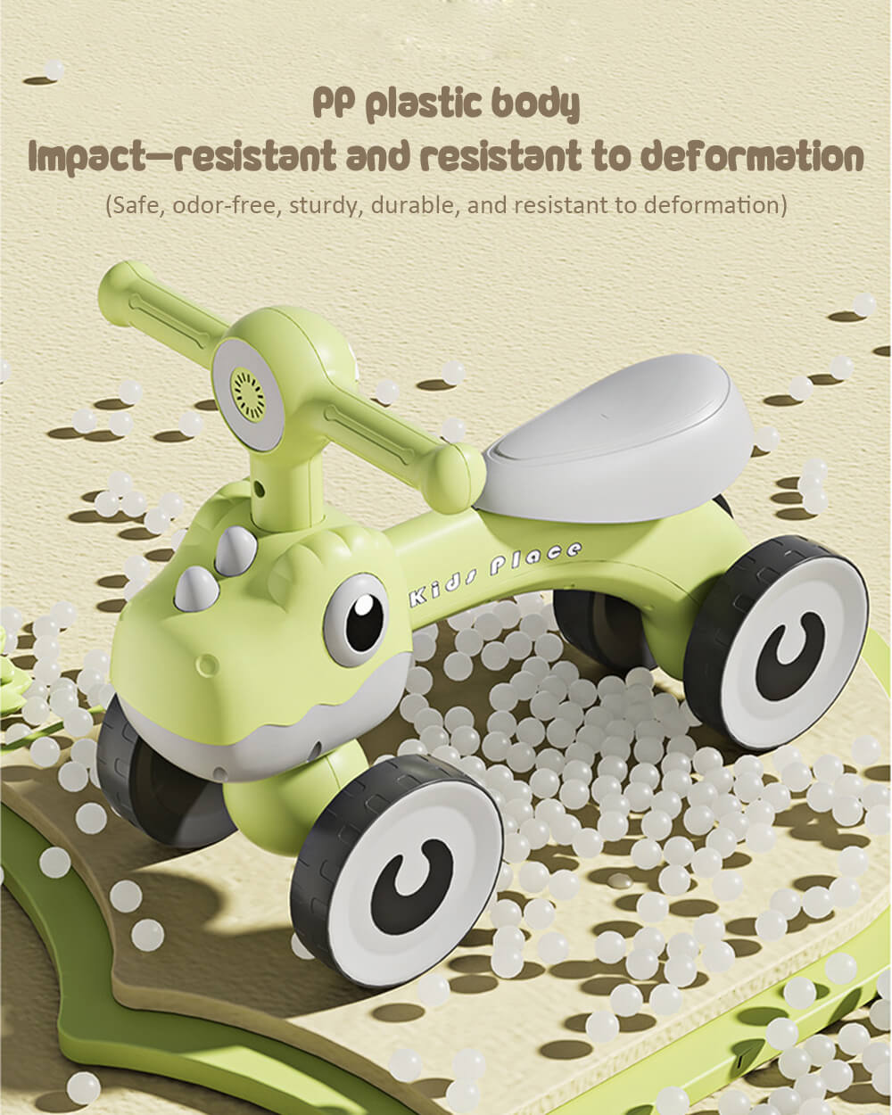 Toddler Four-wheeled Balance Bike 135° Limited Steering Ride on Car with Light Music