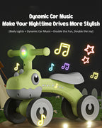 Toddler Four-wheeled Balance Bike 135° Limited Steering Ride on Car with Light Music