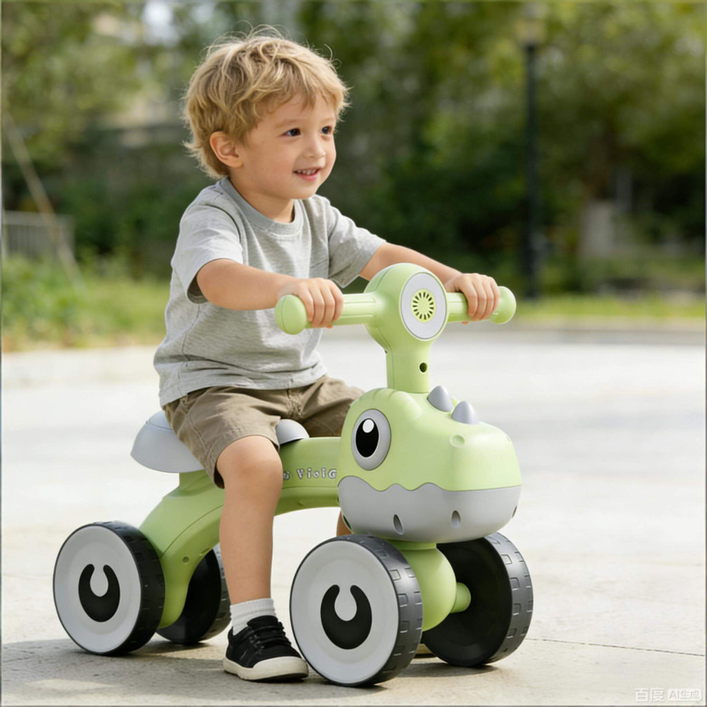 Toddler Four-wheeled Balance Bike 135° Limited Steering Ride on Car with Light Music