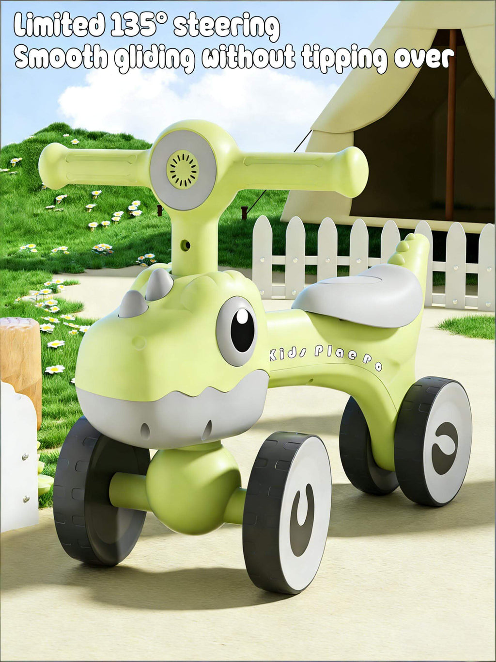 Toddler Four-wheeled Balance Bike 135° Limited Steering Ride on Car with Light Music