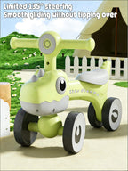 Toddler Four-wheeled Balance Bike 135° Limited Steering Ride on Car with Light Music