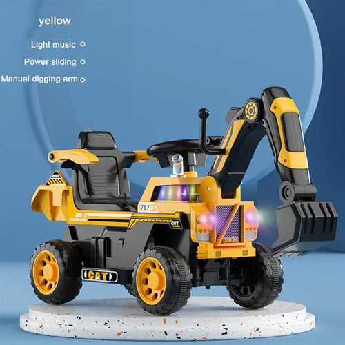 3-in-1 Ride On Push Car With Front Loader Digger Toddler Ride-On Excavator & Lights Music