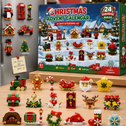 Toy Advent Calendar 2026 24-Day Christmas Countdown with Mini Building Brick Refrigerator Magnets for Kids