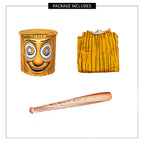 Kids Wooden Bat-wielding Ghost Costume Tung Tung Tuang Outfit with Inflatable Wooden Stick