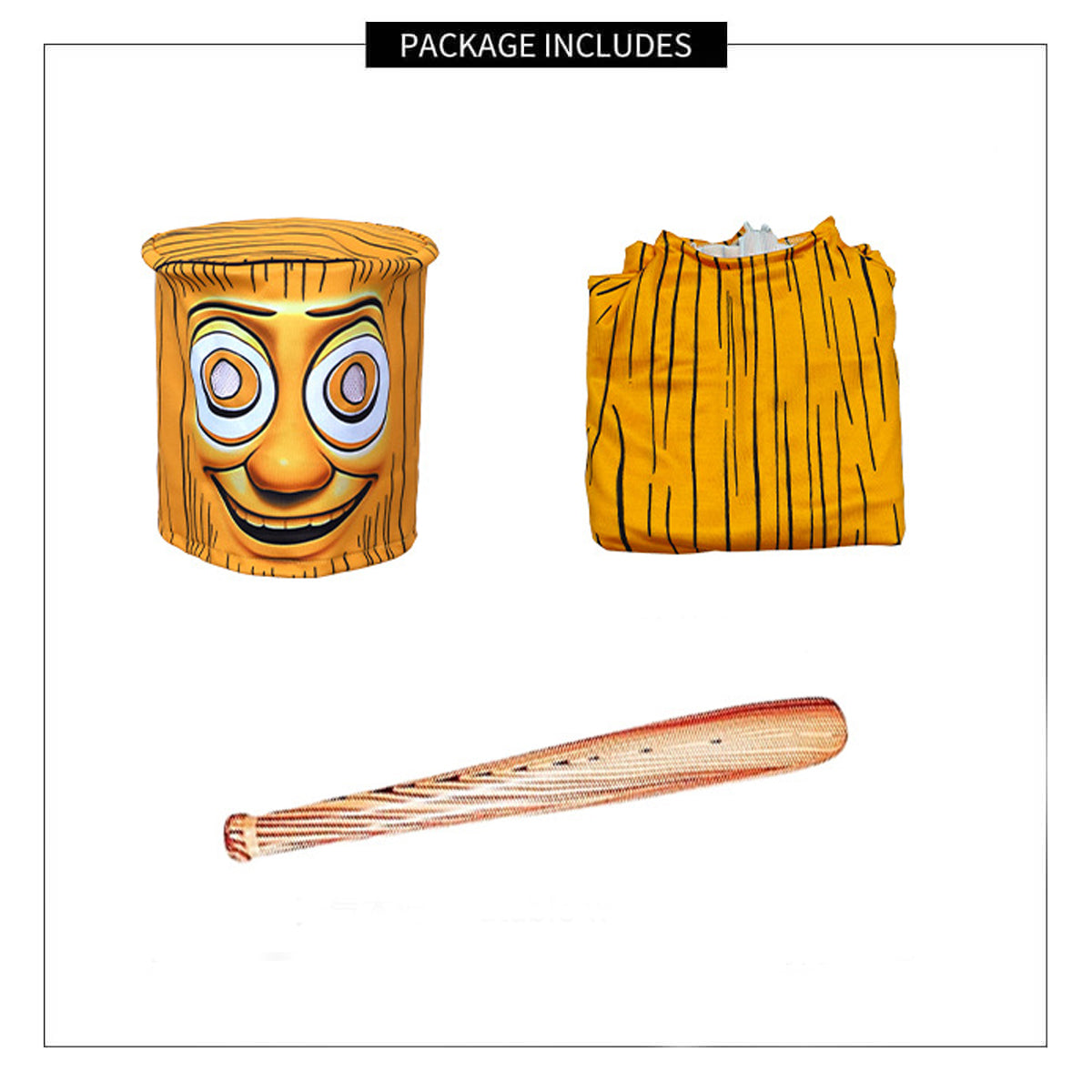 Kids Wooden Bat-wielding Ghost Costume Tung Tung Tuang Outfit with Inflatable Wooden Stick