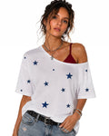 US Women's Soccer Gear Off-Shoulder Blue Flag Shirt Camisole Bra for Sports Fan Parties and Streetwear