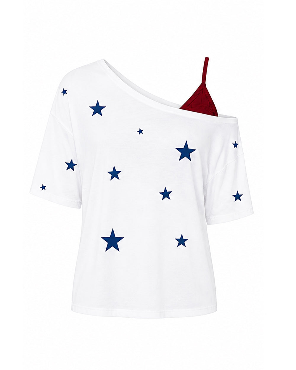 US Women's Soccer Gear Off-Shoulder Blue Flag Shirt Camisole Bra for Sports Fan Parties and Streetwear