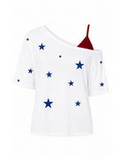 US Women's Soccer Gear Off-Shoulder Blue Flag Shirt Camisole Bra for Sports Fan Parties and Streetwear
