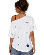 US Women's Soccer Gear Off-Shoulder Blue Flag Shirt Camisole Bra for Sports Fan Parties and Streetwear