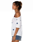 US Women's Soccer Gear Off-Shoulder Blue Flag Shirt Camisole Bra for Sports Fan Parties and Streetwear