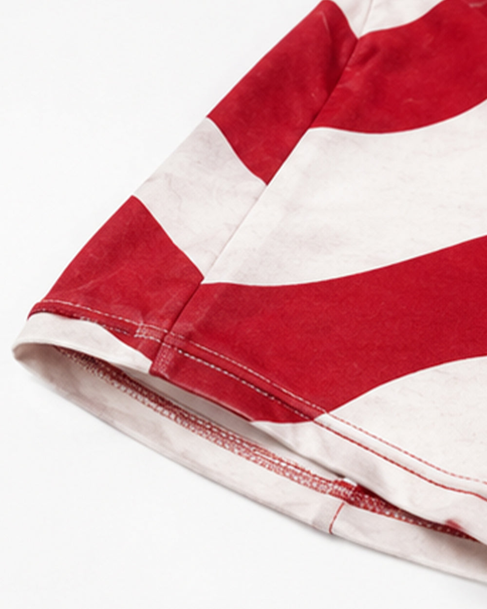 US Women's Soccer Team Jersey Red White and Blue Striped 2in1 T-Shirt for Sports Fan Parties Outdoor Music Festival