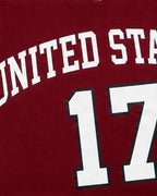 USA Womens Shirts Burgundy V-neck Cropped Jersey with Custom Number for Football Game Night Tailgating