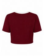 USA Womens Shirts Burgundy V-neck Cropped Jersey with Custom Number for Football Game Night Tailgating