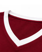 USA Womens Shirts Burgundy V-neck Cropped Jersey with Custom Number for Football Game Night Tailgating