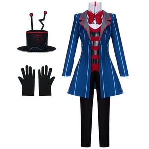 Adult Vox Costume Hazbin TV Demon Hotel Vox Cosplay Outfit Coat Pants and Accessories Full Set for Halloween