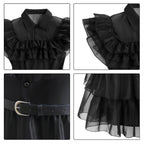 Girls Wednesday Light Up Dress Glowing Black Halloween Party Costume LED Dress Up Outfit