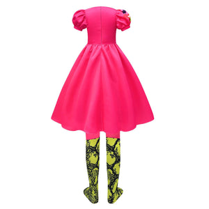 Weird Pink Dress Kate McKinnon Cosplay Costume Hot Pink Puff Sleeve Dress