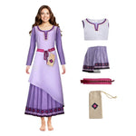 Wish Dress Asha Costume and Accessories 4pcs Suit Princess Dress Up Full Set for Kids Adults