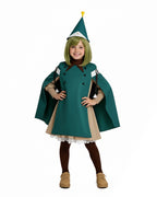 Apprentice Witch Costume Forest Green Witches Pointed Hat and Cape Dress for Theme Parties