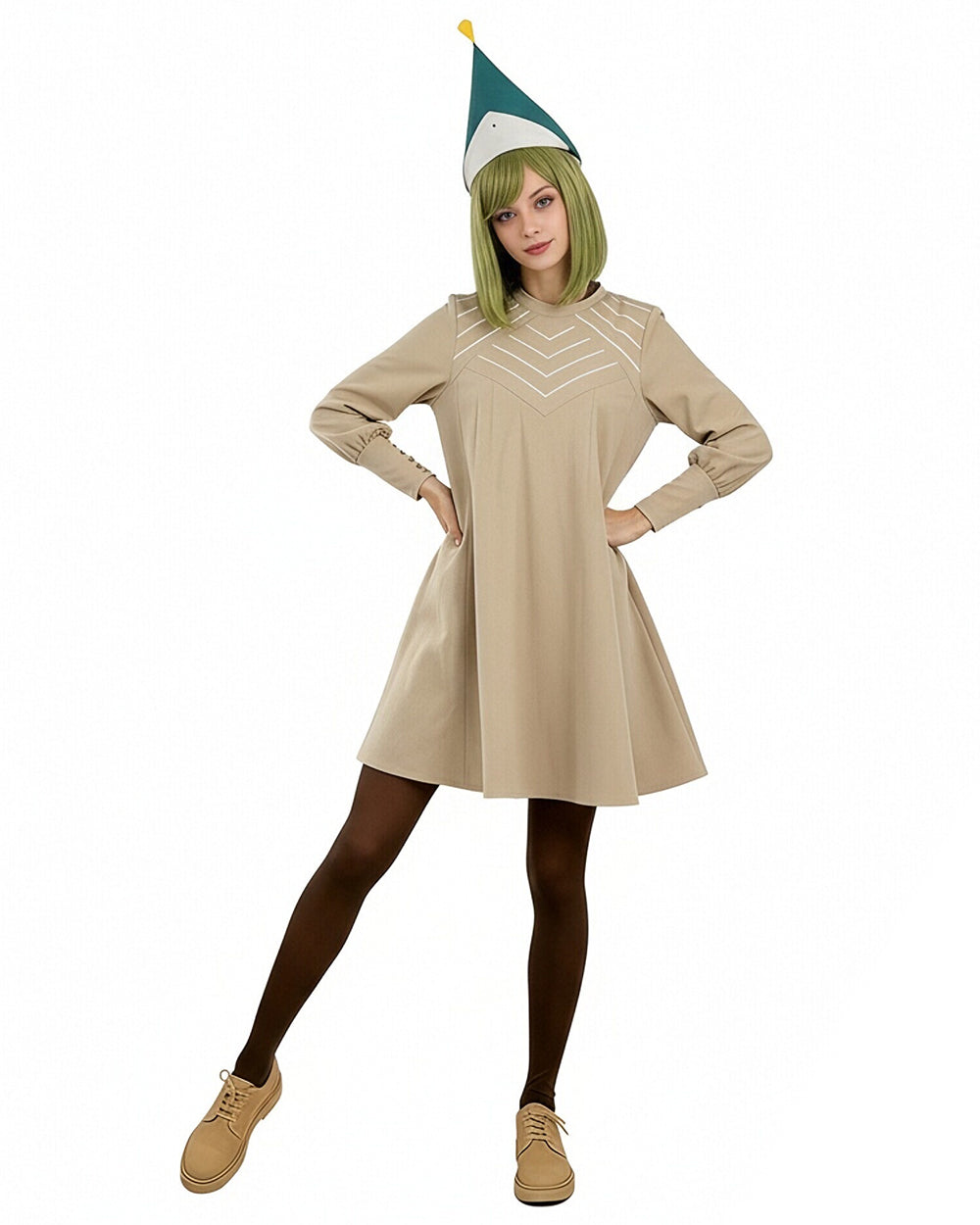 Apprentice Witch Costume Forest Green Witches Pointed Hat and Cape Dress for Theme Parties