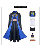 Olruggio Magic Outfit Purple Hooded Cloak with Royal Blue Lining Shirt Skirt and Iconic Thimble Hat for Cosplay