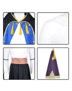 Olruggio Magic Outfit Purple Hooded Cloak with Royal Blue Lining Shirt Skirt and Iconic Thimble Hat for Cosplay