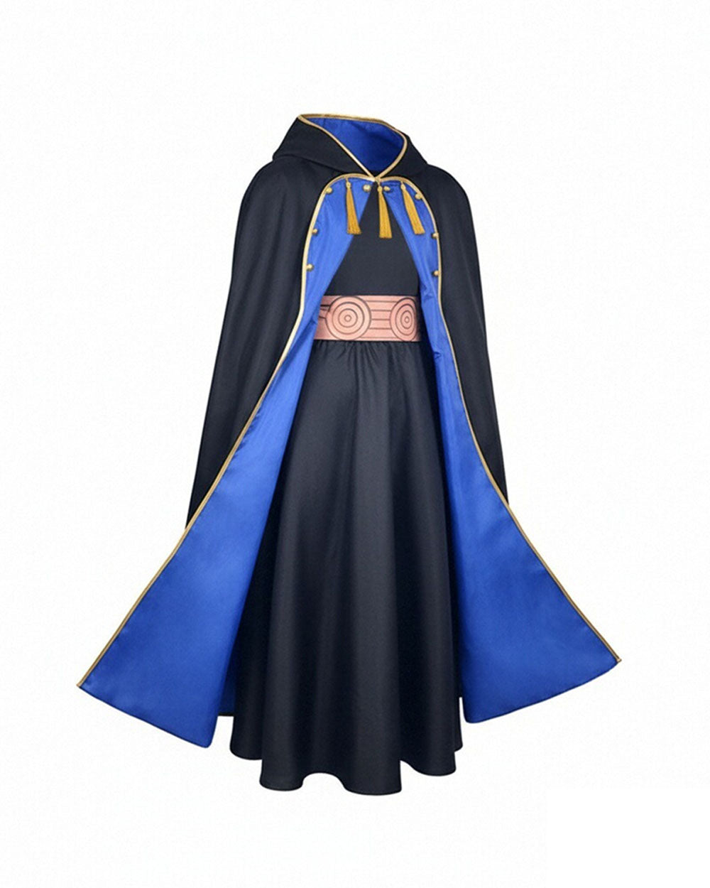 Olruggio Magic Outfit Purple Hooded Cloak with Royal Blue Lining Shirt Skirt and Iconic Thimble Hat for Cosplay