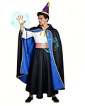 Olruggio Magic Outfit Purple Hooded Cloak with Royal Blue Lining Shirt Skirt and Iconic Thimble Hat for Cosplay