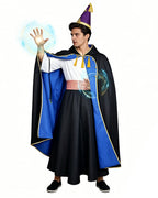 Olruggio Magic Outfit Purple Hooded Cloak with Royal Blue Lining Shirt Skirt and Iconic Thimble Hat for Cosplay
