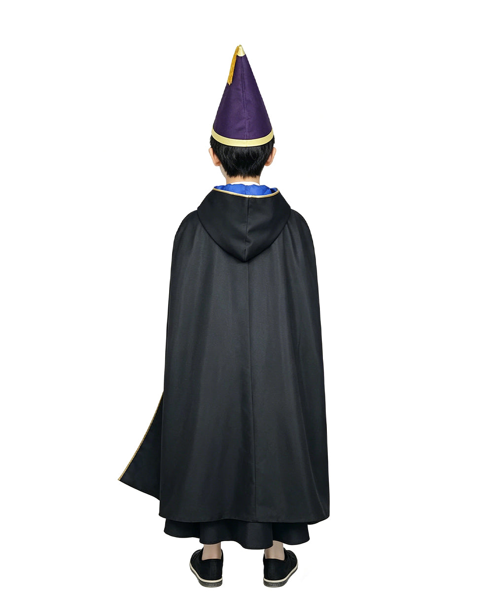 Olruggio Magic Outfit Purple Hooded Cloak with Royal Blue Lining Shirt Skirt and Iconic Thimble Hat for Cosplay
