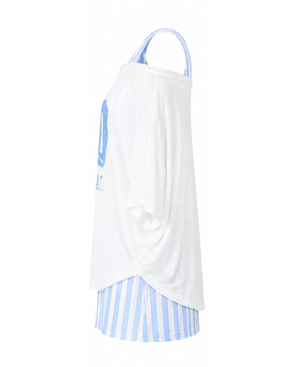 Women Argentina Jersey Off-Shoulder Sky Blue White Shirt and Dress 2pcs Suit for Match Day and Beach Vacation