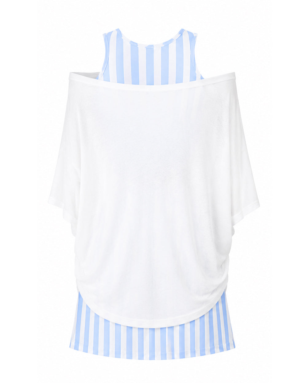 Women Argentina Jersey Off-Shoulder Sky Blue White Shirt and Dress 2pcs Suit for Match Day and Beach Vacation