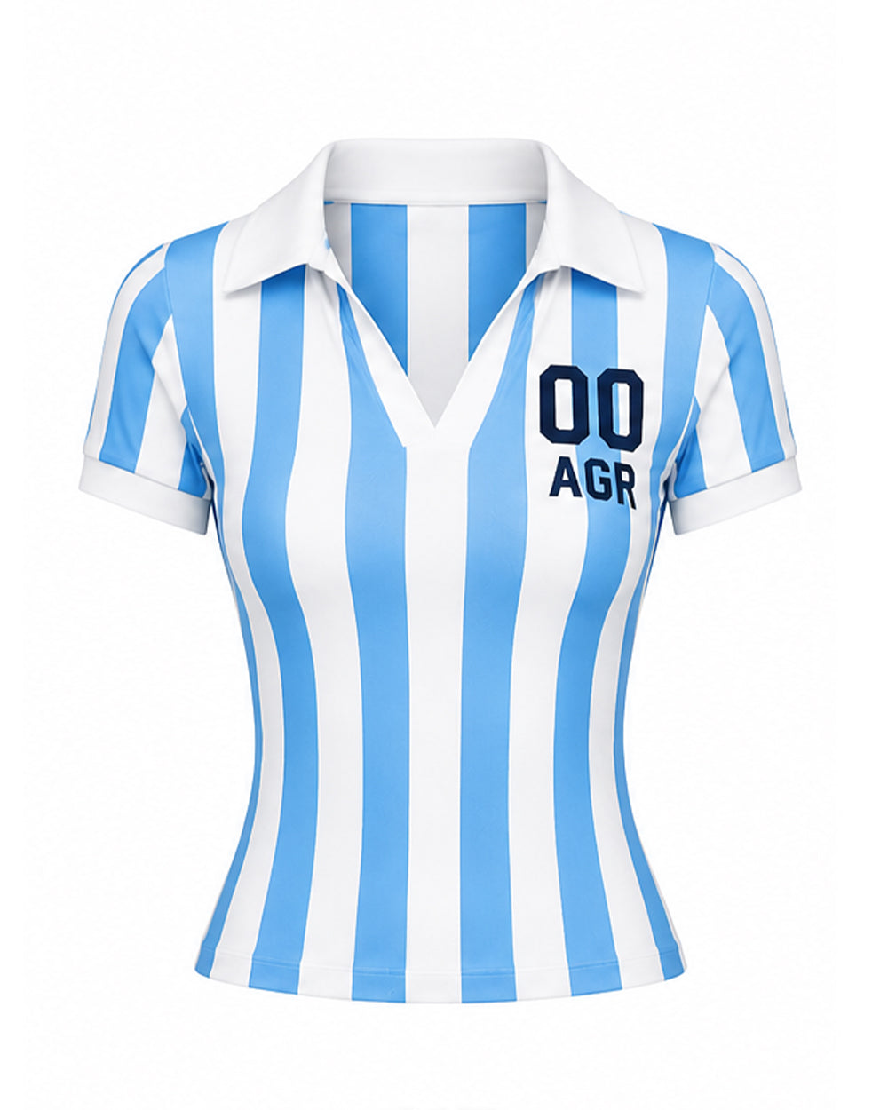 Women Argentina Jersey Blue Striped Soft Cotton Cropped Top for Comfy Match Day Wear