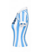 Women Argentina Jersey Blue Striped Soft Cotton Cropped Top for Comfy Match Day Wear