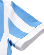 Women Argentina Jersey Blue Striped Soft Cotton Cropped Top for Comfy Match Day Wear