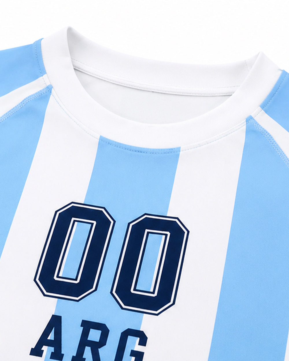 Women Argentina Soccer Jersey Short Sleeve T Shirt Blue and White Striped Crop Top for Outdoor Tailgate Parties
