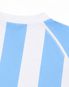 Women Argentina Soccer Jersey Short Sleeve T Shirt Blue and White Striped Crop Top for Outdoor Tailgate Parties