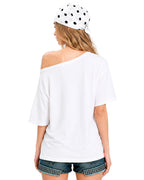 Women Brazil Jersey White Soccer T-shirt Loose Drop Shoulder Mascot Tee for Stadium Sports Cheering Events