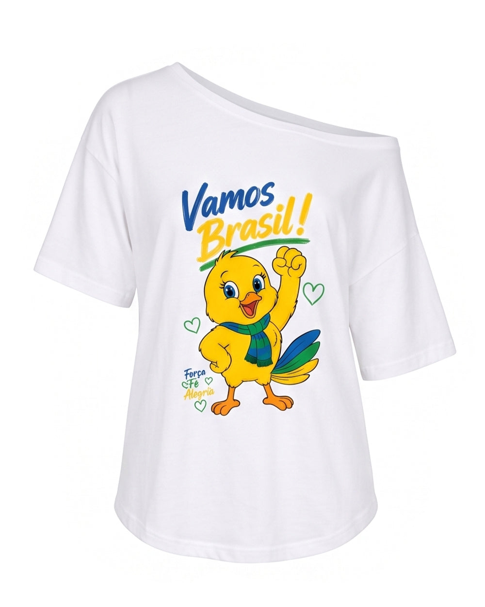 Women Brazil Jersey White Soccer T-shirt Loose Drop Shoulder Mascot Tee for Stadium Sports Cheering Events