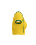 Women Brazil Jersey Yellow Short Sleeve Crop Top Slim Fit Shirt for Stadium Sports Cheering Parties