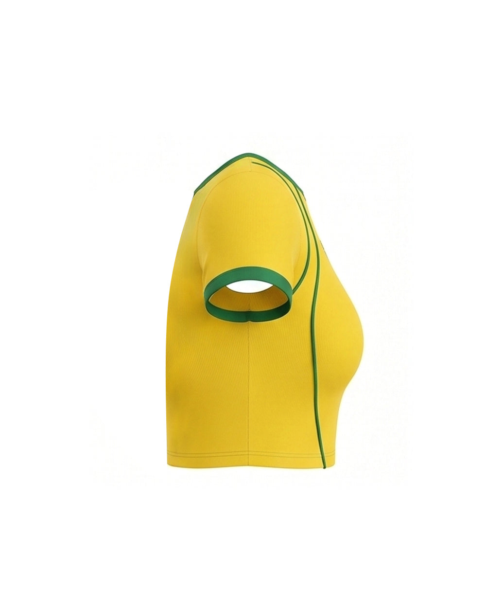 Women Brazil Jersey Yellow Short Sleeve Crop Top Slim Fit Shirt for Stadium Sports Cheering Parties