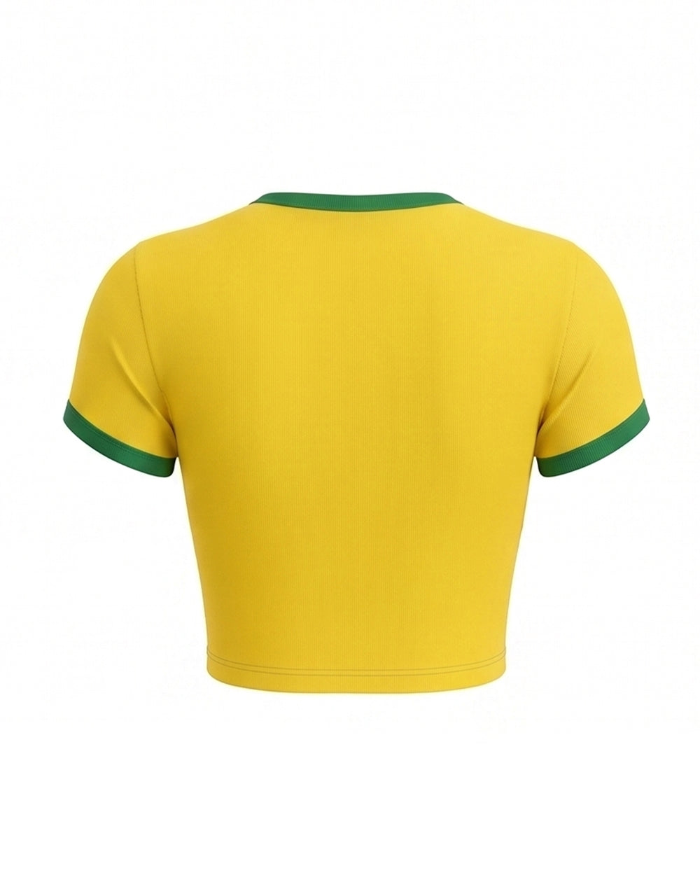 Women Brazil Jersey Yellow Short Sleeve Crop Top Slim Fit Shirt for Stadium Sports Cheering Parties