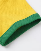 Women Brazil Jersey Yellow Short Sleeve Crop Top Slim Fit Shirt for Stadium Sports Cheering Parties