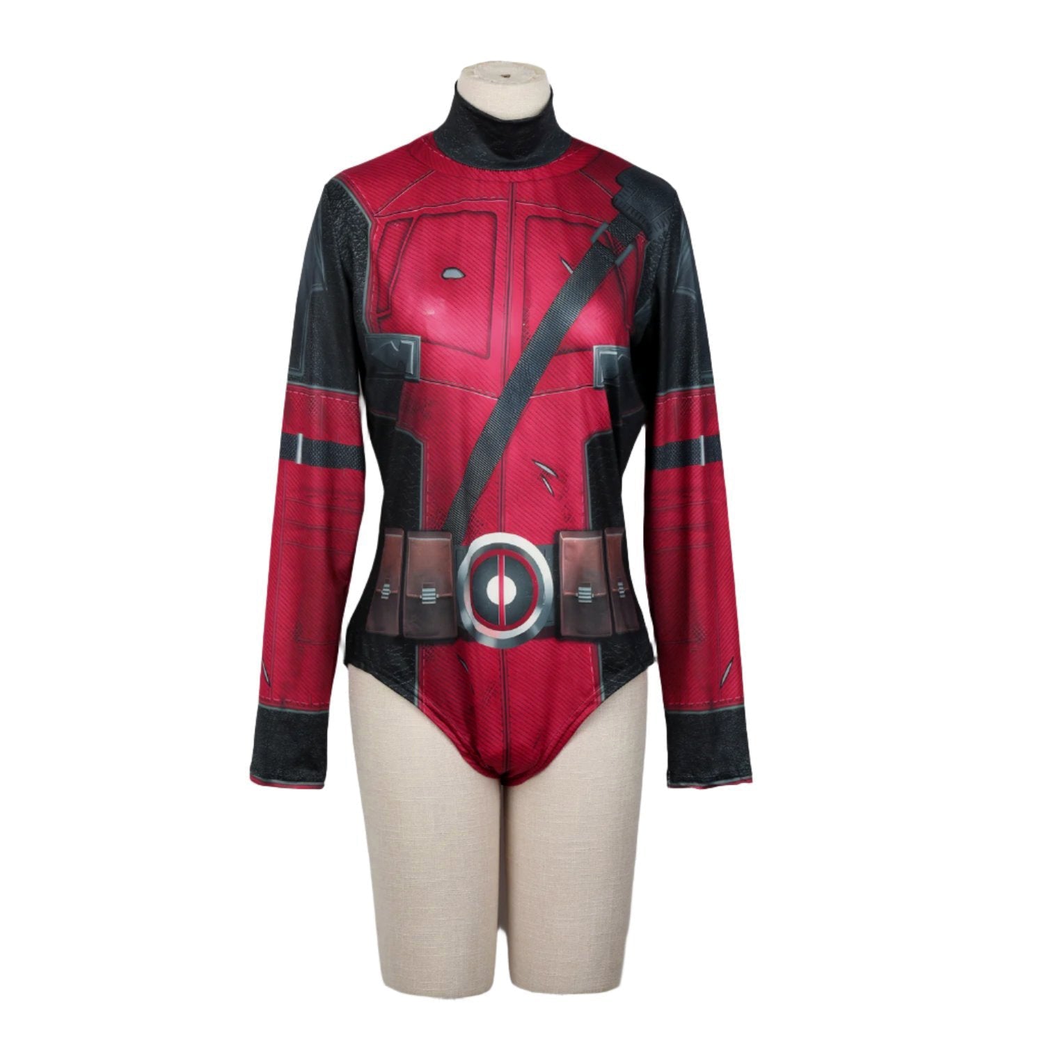 Lady Deady Pool Costume Women Sexy Long Sleeve Bodysuit Halloween Cosplay Outfit