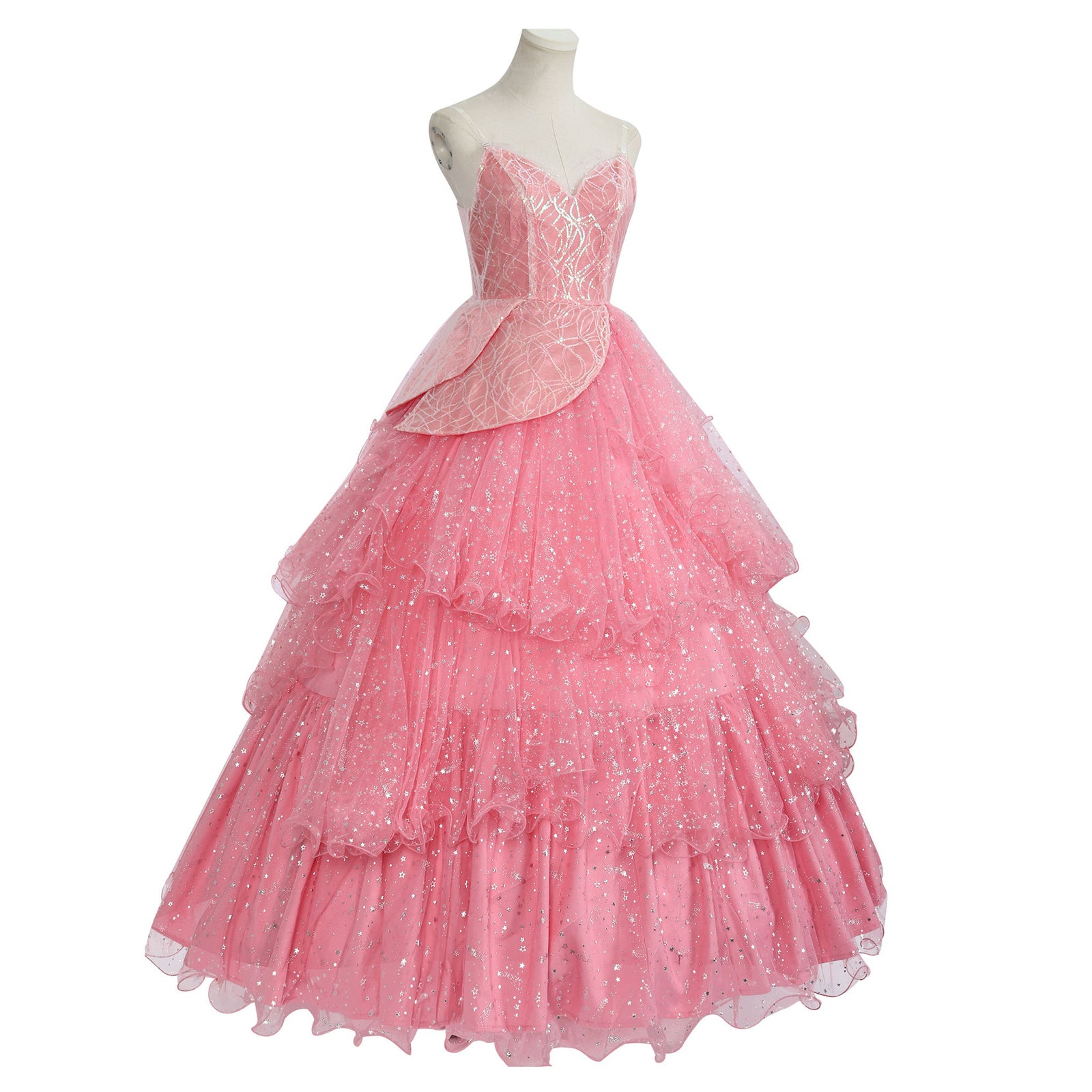 Wicked Movie Glinda Deluxe Cosplay Dress Pink Sequis Women Glinda The Good Witch Costume